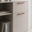 LUV WOOD certified solid wood handle with elegant curved profile mounted on a contemporary cabinet door.