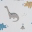 Dino made-to-measure children’s curtain with playful dinosaurs in blue, beige and grey on a cream background