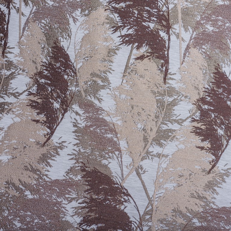 ALESSIO made-to-measure jacquard curtain with shimmering botanical leaf pattern in gold and elegant grey tones