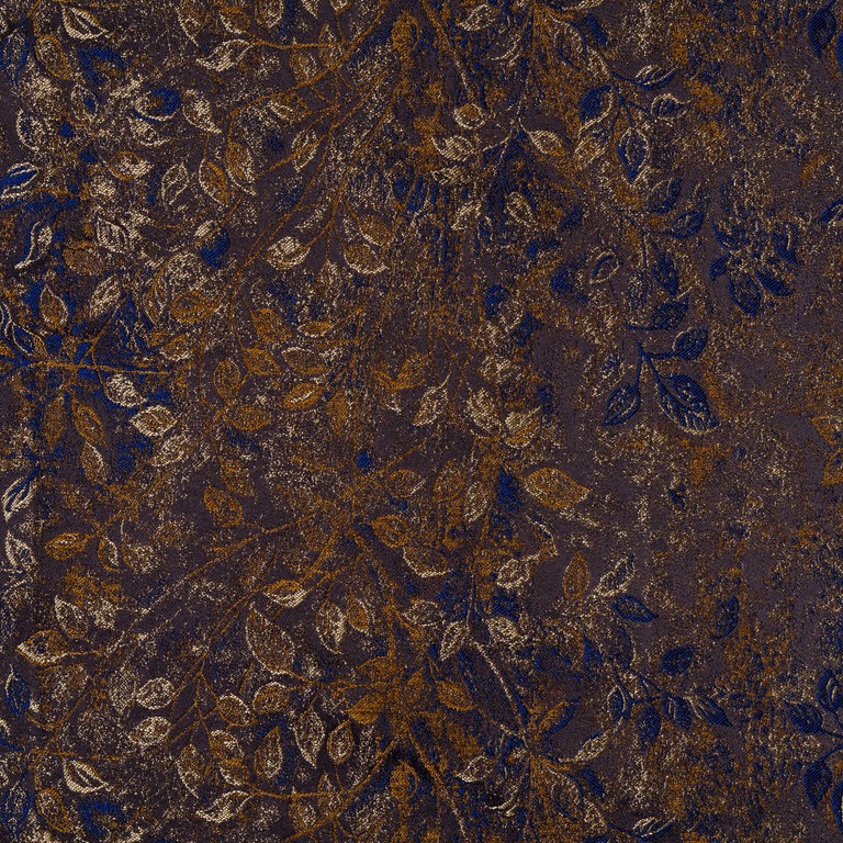 Arezzo made-to-measure jacquard curtains with botanical leaf pattern in gold, blue copper and bronze combinations