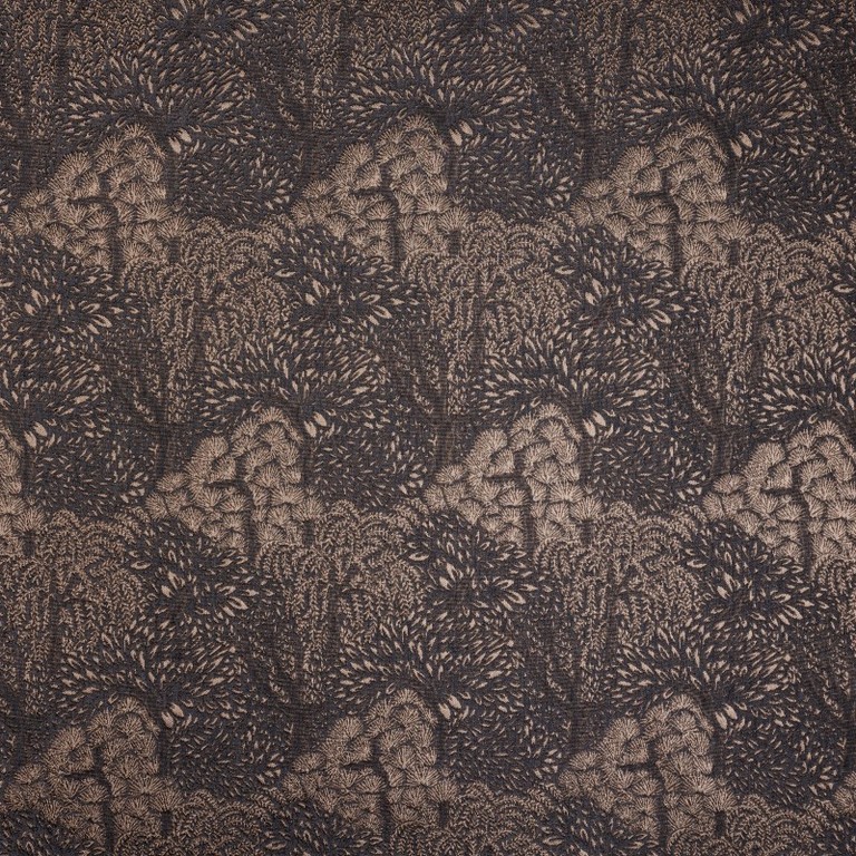 KORK maßgefertigte Jacquard-Vorhänge mit abstraktem botanischem Muster in Grau und Braun für elegante moderne Wohnräume
