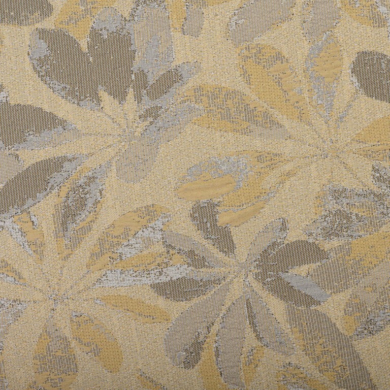 REVIVAL maßgefertigter Jacquardvorhang mit abstrakten botanischen Blättern in eleganten Gelb-, Grau- und Grüntönen für moderne Wohnräume